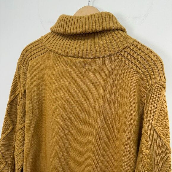 Lavane New York Women’s Marigold Mustard Yellow Chunky 3D Fisherman Knit Turtlen - Picture 7 of 15